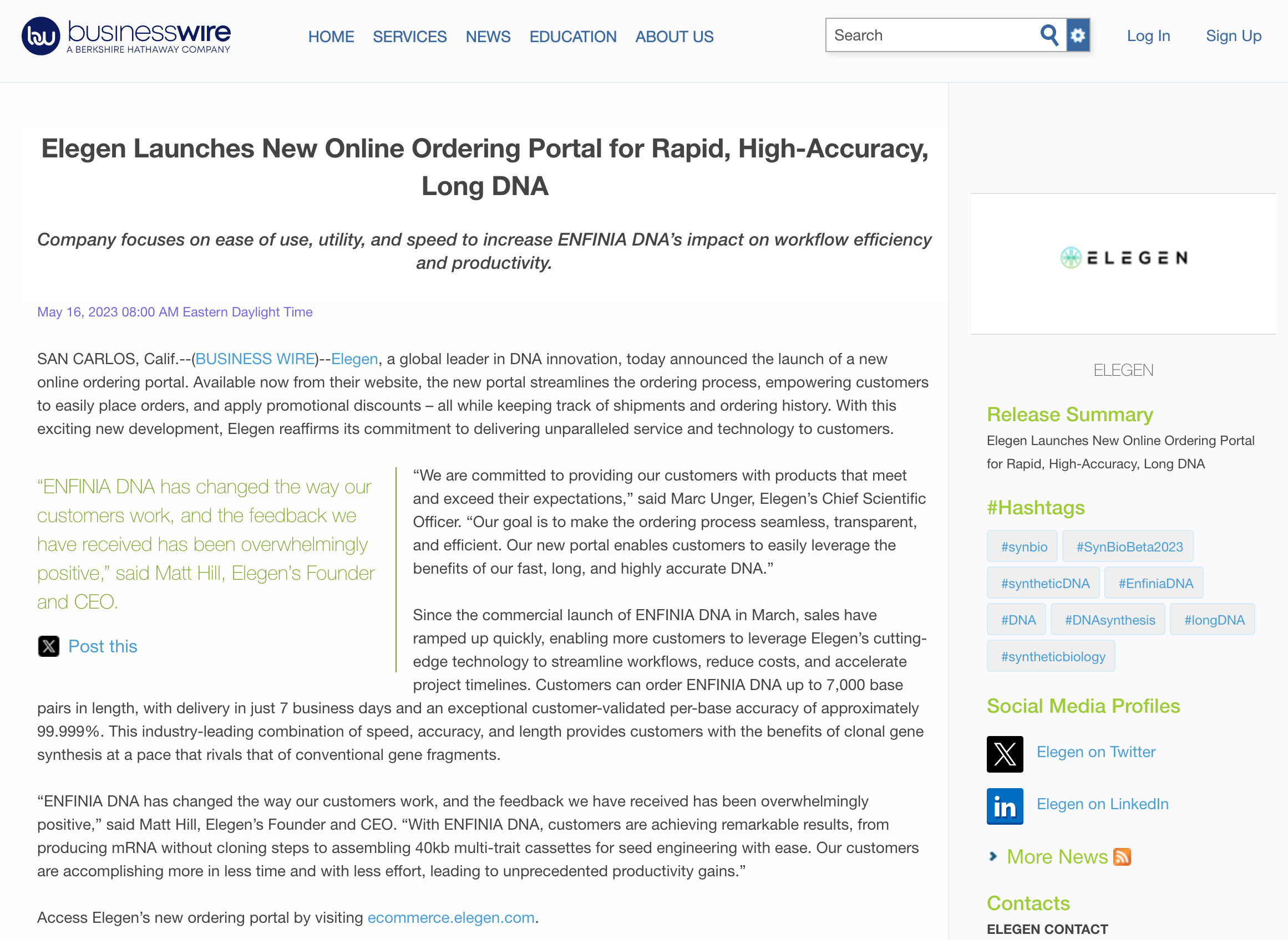 Elegen-Launches-New-Online-Ordering-Portal-for-Rapid,-High-Accuracy,-Long-DNA