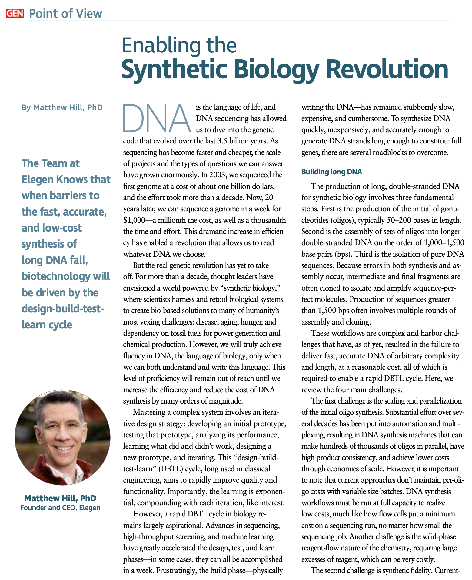 Enabling the Synthetic Biology Revolution