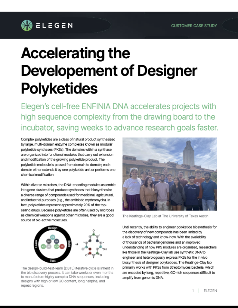University of Texas at Austin – Accelerating the Development of Designer Polyketides