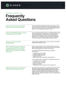 Ordering ENFINIA™ DNA : Frequently Asked Questions