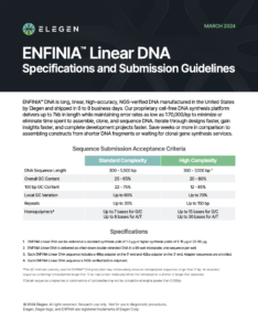 ENFINIA™ Linear DNA Specifications and Submission Guidelines