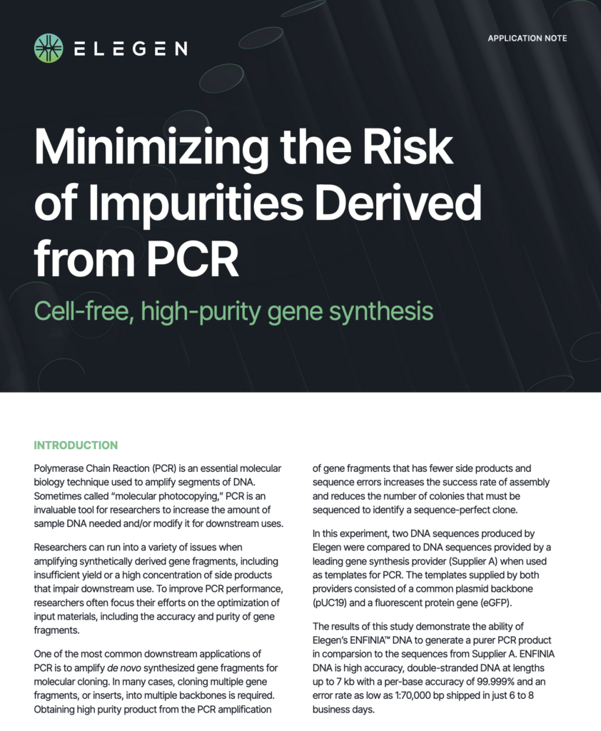 Application Note: Minimizing The Risk Of Impurities Derived From PCR