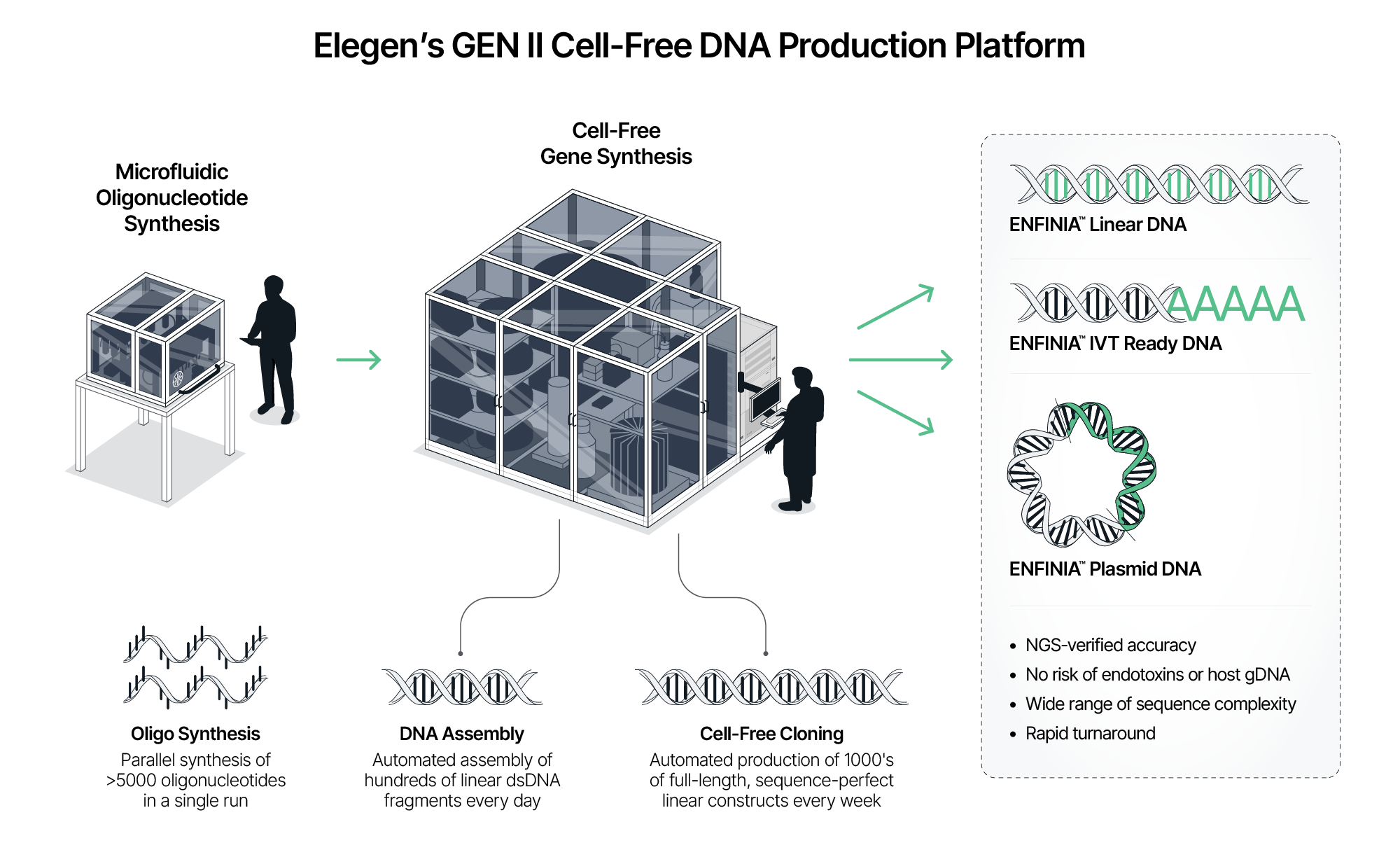 GEN II automated and miniaturized platform enables rapid, low cost gene synthesis using a patented, cell-free process.