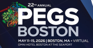 Banner for the 22nd Annual PEGS Boston conference, May 11–15, 2026, Boston MA and virtual, Omni Hotel Boston Seaport.